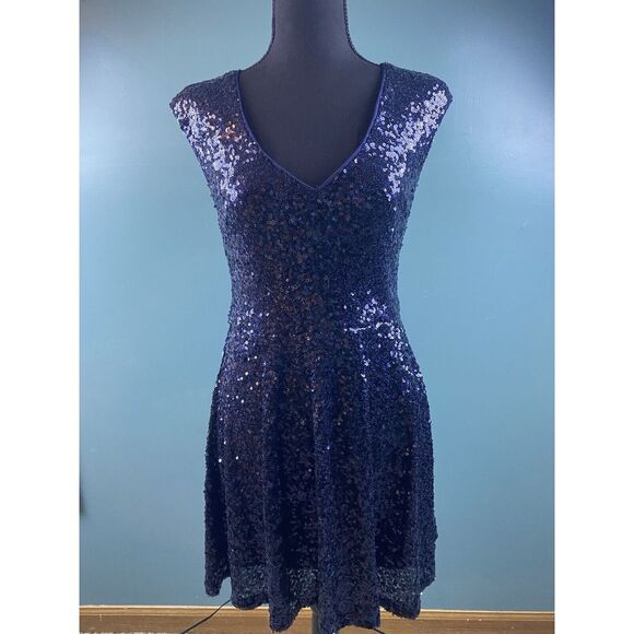 Forever 21 Exclusive Sequin‎ Navy Blue Dress Women's Size Medium - Picture 1 of 10